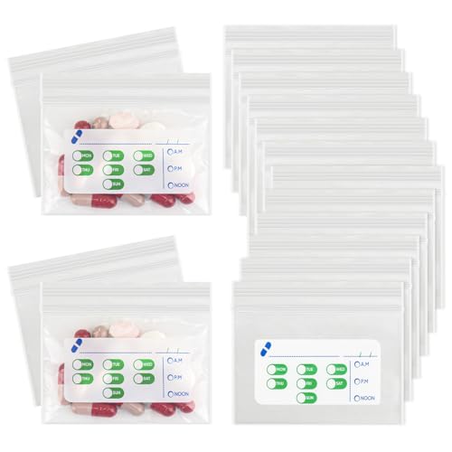 Pill Bags 500 Count - 3"X2.75" 3 Mil Small Ziplock Bags for Pills â€“ BPA-Free Pill Pouches for Medicine, Pill Pack Storage & Medicine Pouch - Easy Label Pill Bags for Travel, Reusable Medicine Bags